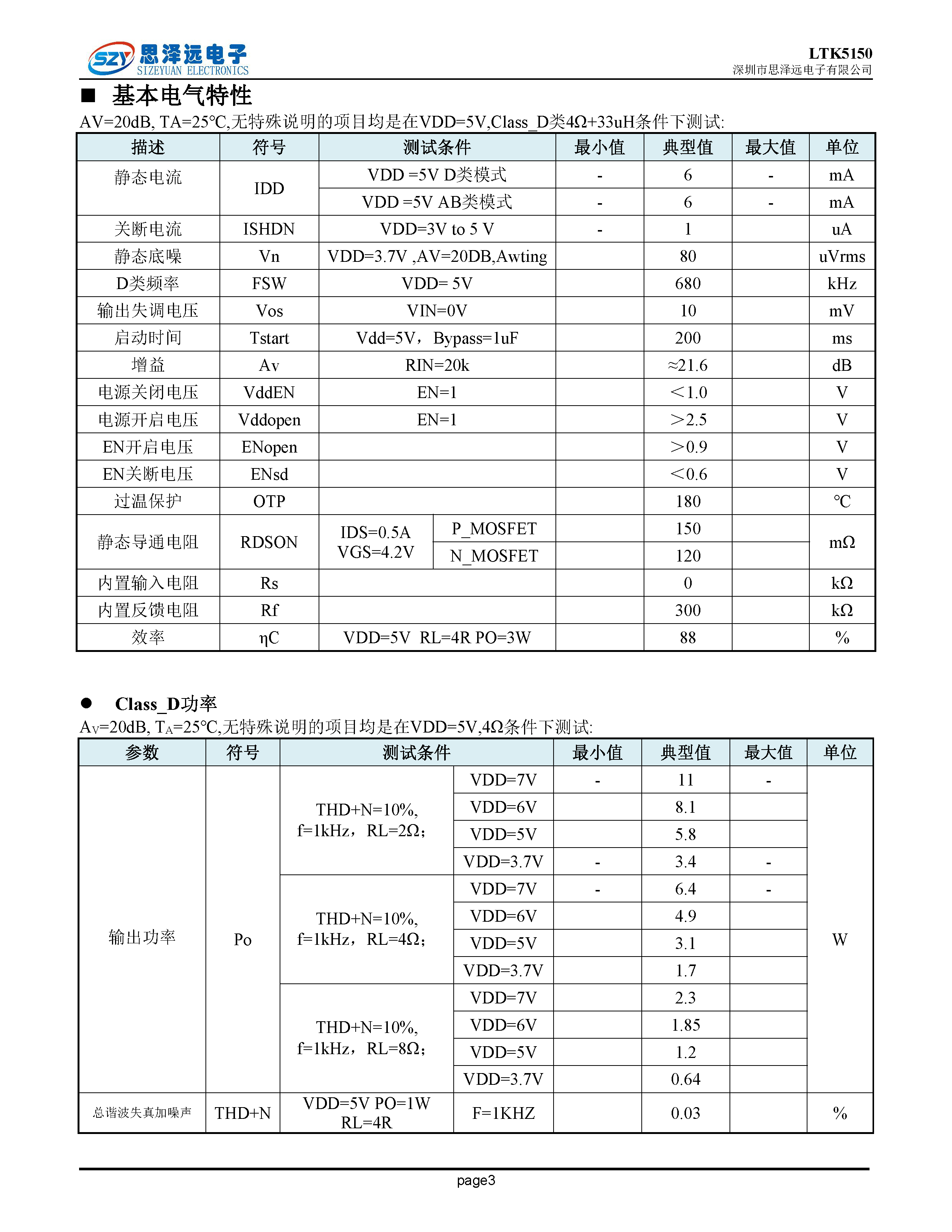 LTK5150宽电压2.5-7V_D类_5V-4欧姆3.3W音频功率放大器SOP_8 2023-12-06_页面_3.png